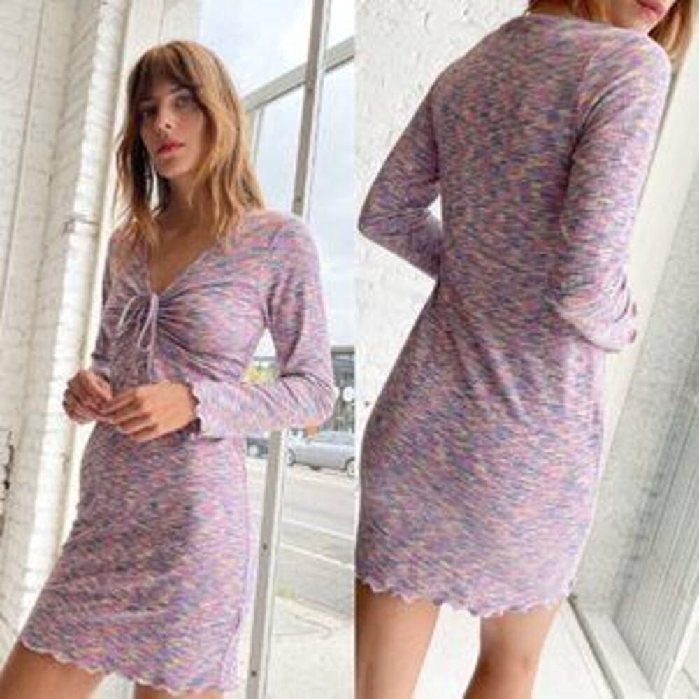 Lisa Says Gah NWT $98 Lotta Space Dye Ribbed Mini Dress Berry Pink Size Medium